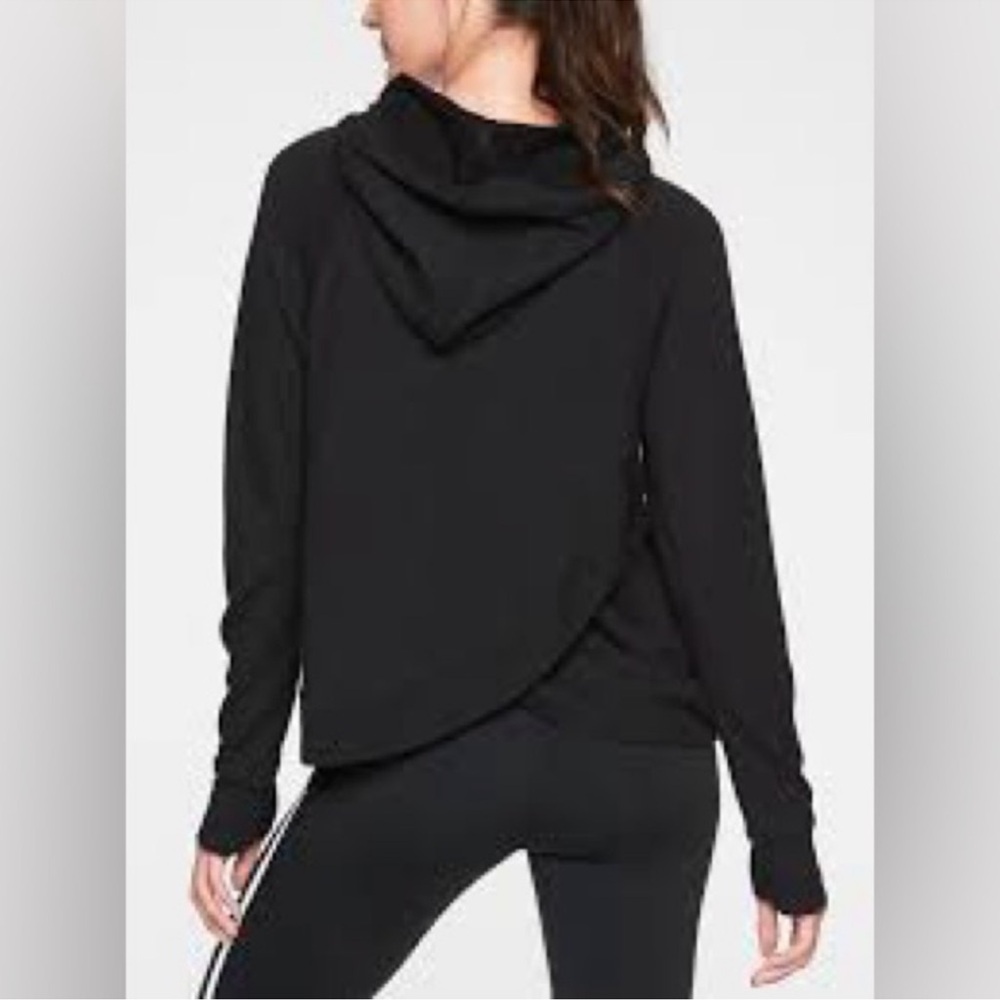 Athleta Criss Cross Split Back Hoodie Hooded Sweatshirt Black Medium